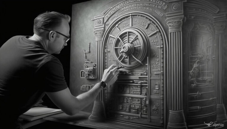 Secure-Membership-Management-System man in front of a safe. Represents a well defended system