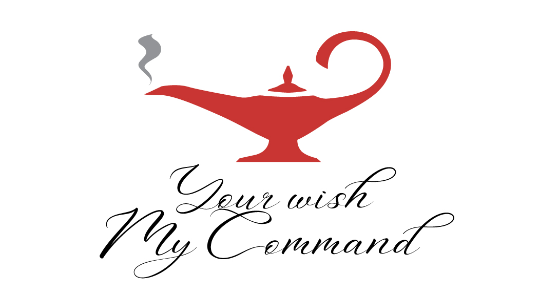 your-wish-my-command genius lamp illustration. with the text-your wish my command